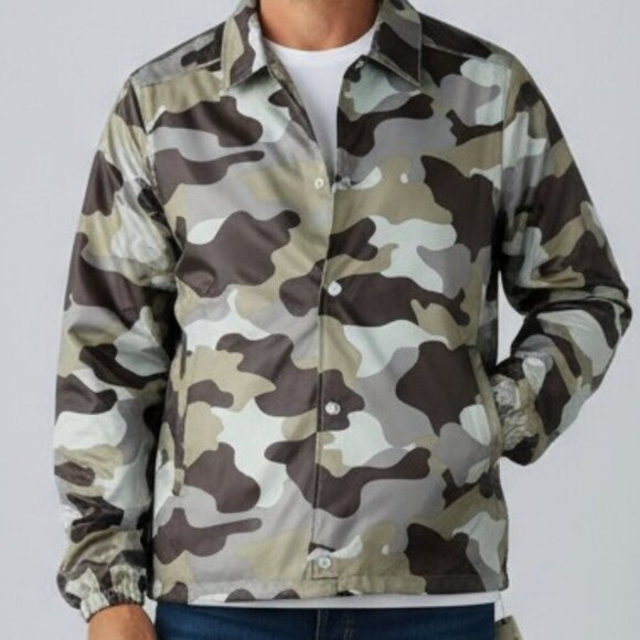 NWT RAINS Rain Jacket Women's XS / S Green Brown Grey Camo Waterproof Denmark - Picture 1 of 7